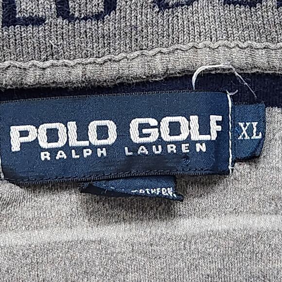 VINTAGE POLO GOLF RALPH LAUREN Shirt Mens XL Gray Striped Crest Logo Preppy - Picture 12 of 14